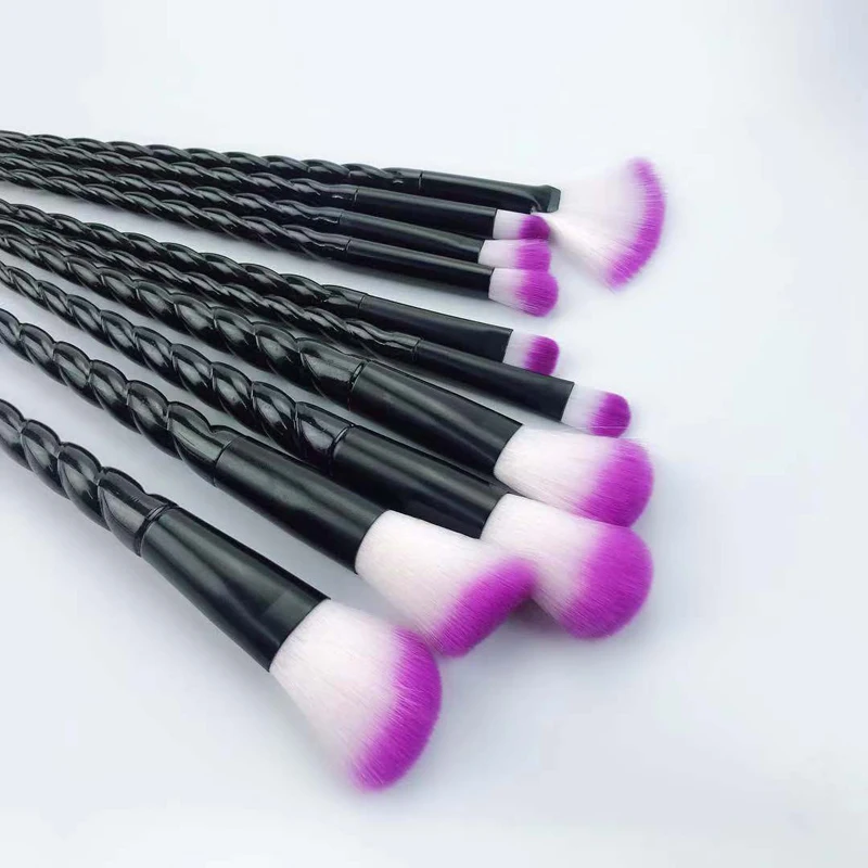 10pce Face Beauty Makeup Brushes Tool Unicorn Set Cosmetic Foundation Eyelash Eye Shadow Eyeliner Lip Brush Bag Beili Amazon Hot (11)