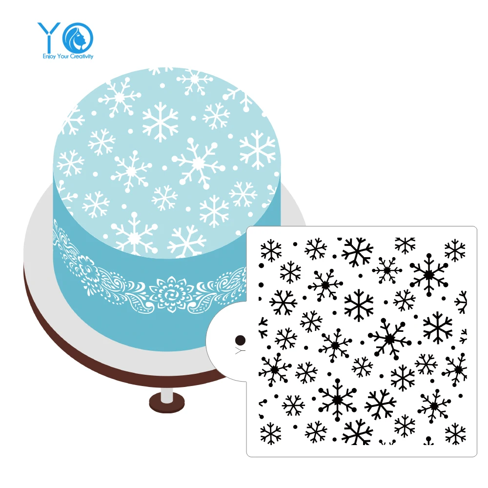 8in 8in Snowflakes Cake Stencil Christmas Cake Decorating Tools Fondant 