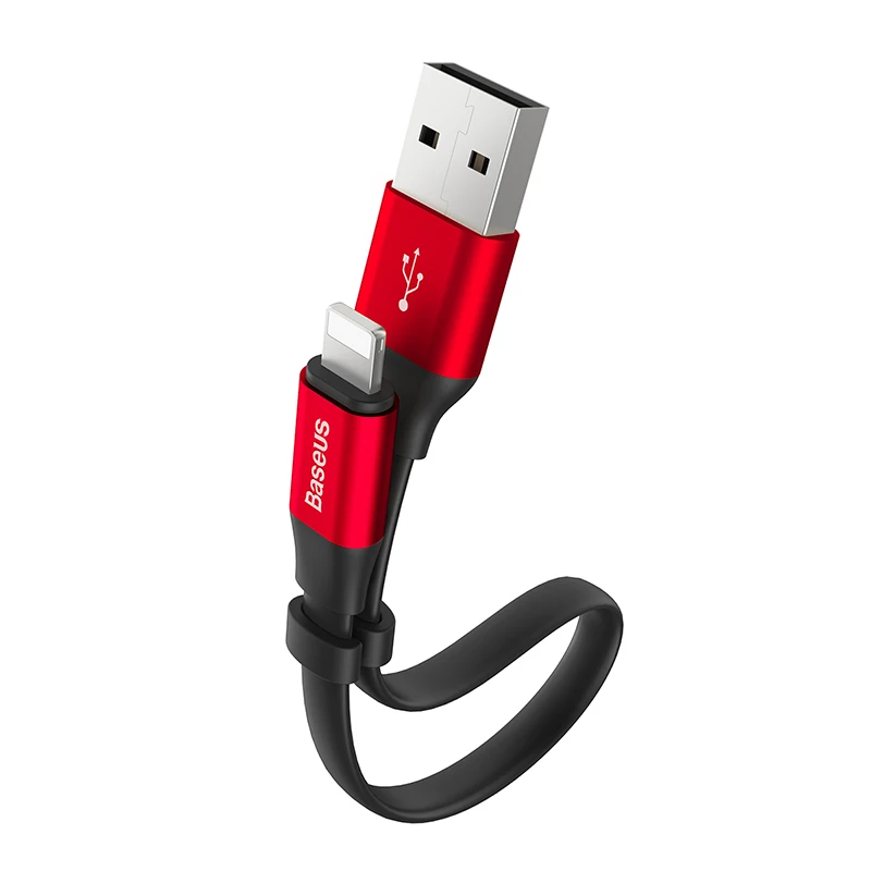 Baseus Портативный USB кабель для iPhone XS Max XR X 8 7 6 6s Plus 5 5S se Быстрая зарядка данных зарядное устройство провод кабель для мобильного телефона - Цвет: Red