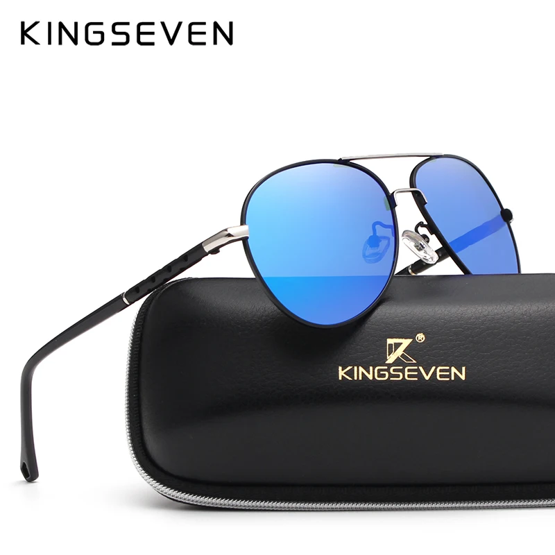 Солнцезащитные очки авиаторы KINGSEVEN черно серые солнцезащитные с поляризованными