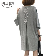 Осенняя Новая женская футболка в Корейском стиле большого размера кружевная Повседневная Свободная рубашка Женская с коротким рукавом 682G 30