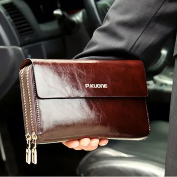 

Real Cowhide Men Clutches Genuine Leather Long Wallets Double Layer Business Wallet Zipper Purse Coin Pocket Credit Card Holder