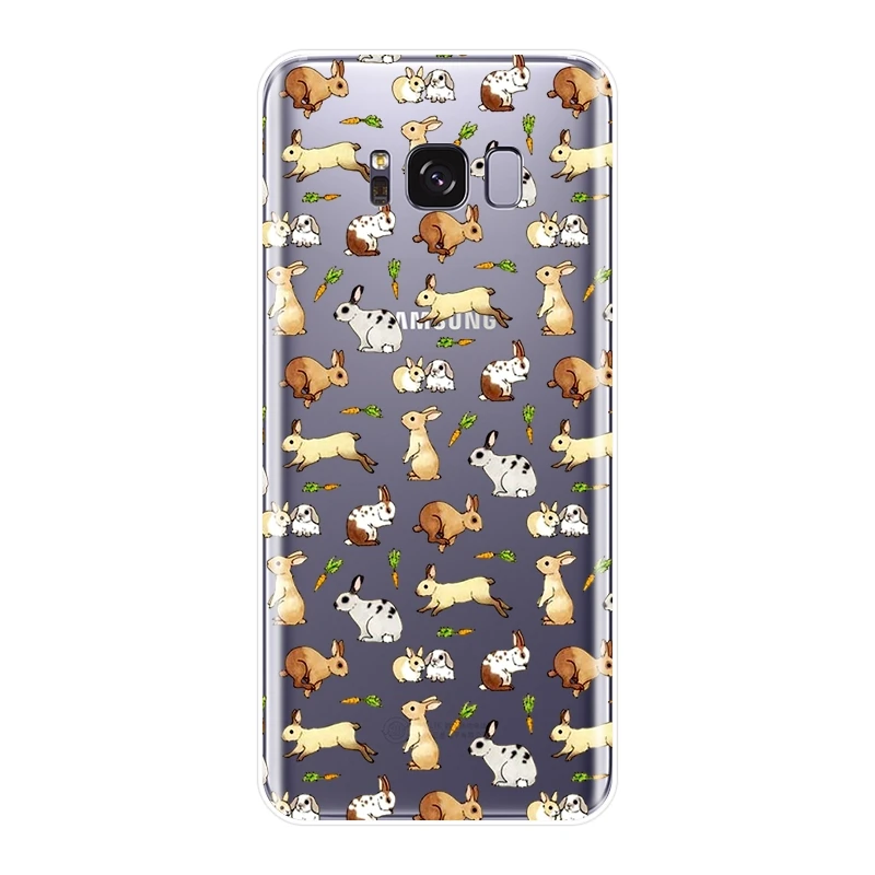 Силиконовый чехол для телефона Samsung Galaxy S8 S9 Plus S5 S6 S7 Edge Kawaii Rabbit мягкая задняя