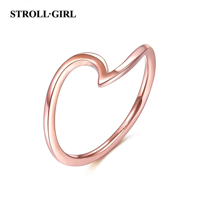 

StrollGirl 2019 Genuine 925 Sterling Silver Simple Rose Gold Finger Rings With Symbol of Love for Women Weddings Gifts Jewelry