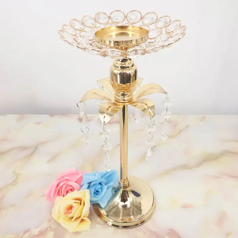 Арахисовый Золотой хрустальный подсвечник, свадебное украшение, стол, центральные канделябры, для дня рождения, для вечеринки, держатель для цветочной вазы, домашний декор - Цвет: 1 piece 25cm