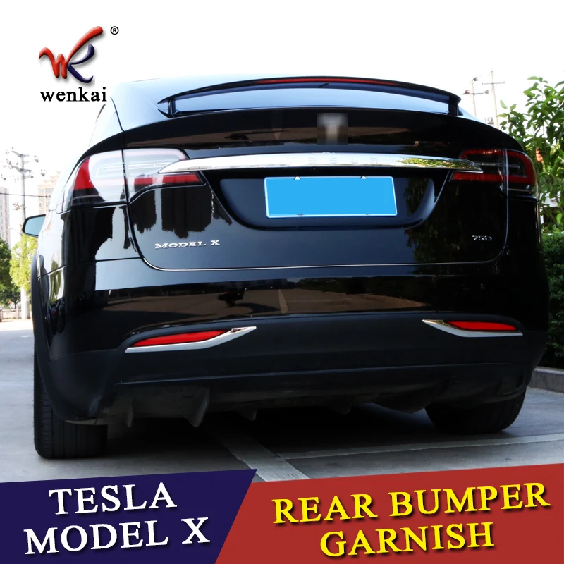 Us 300 Exterior Rear Fog Light Lamp Stripe Decorative Trims 2 Pieces Set Abs Chrome For Tesla Model X 2016 2017 2018 Car Accessories In Chromium