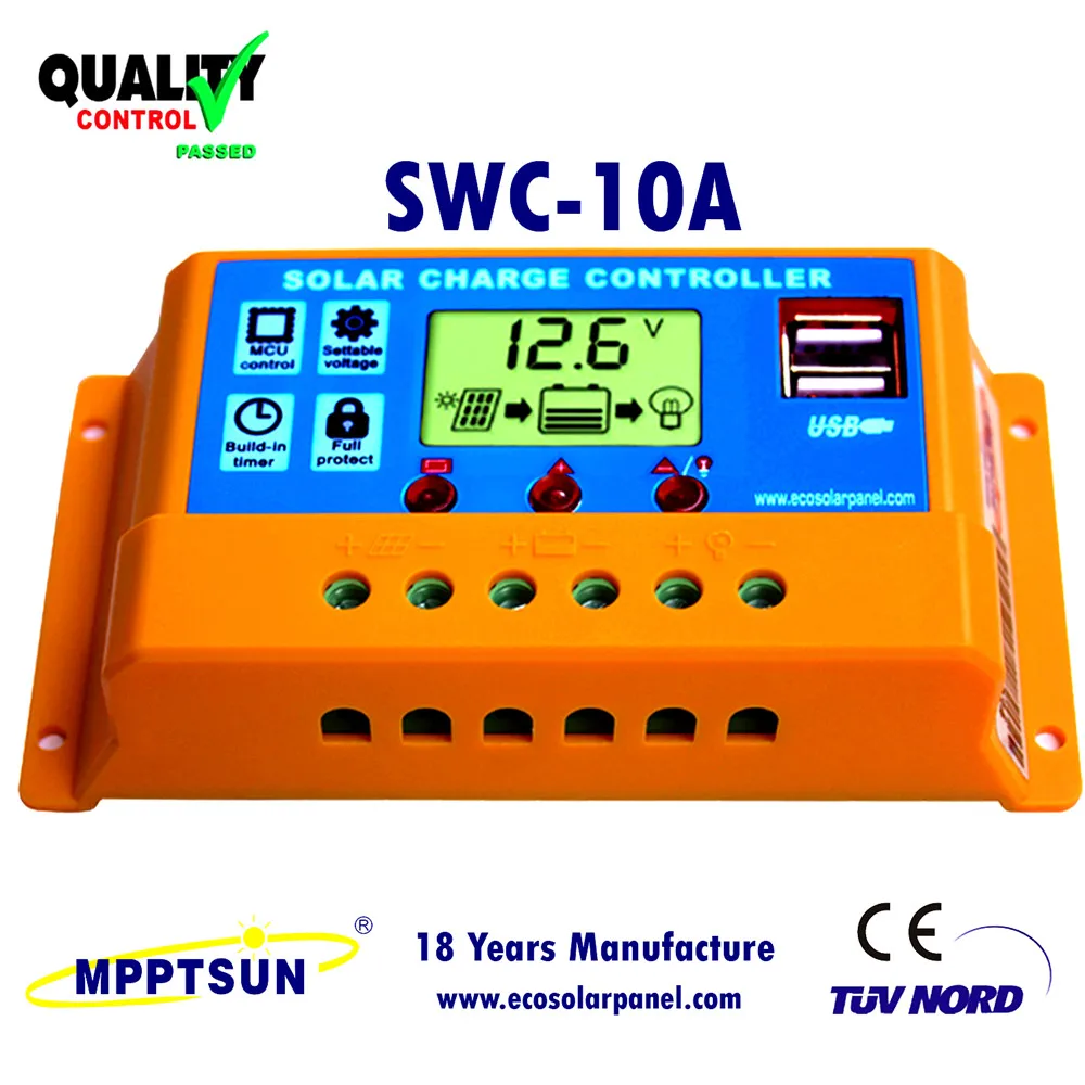 

10A Solar Charge Controller 12V Voltage Regulator PWM Controller for Solar panels 12V 24V LCD USB 5V Solar Regulator