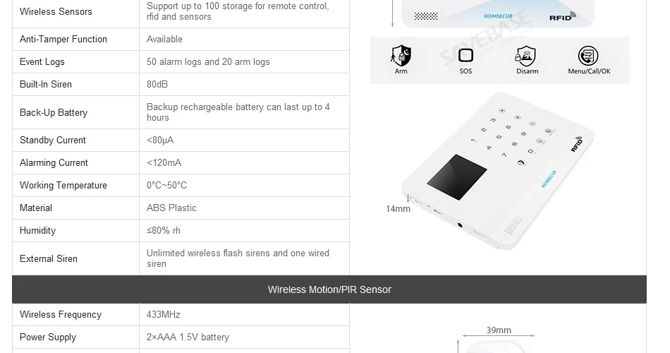 HOMSECUR DIY для ЖК-дисплей 3g/GSM SMS автодозвон дома охранной сигнализации Системы LA02-3g