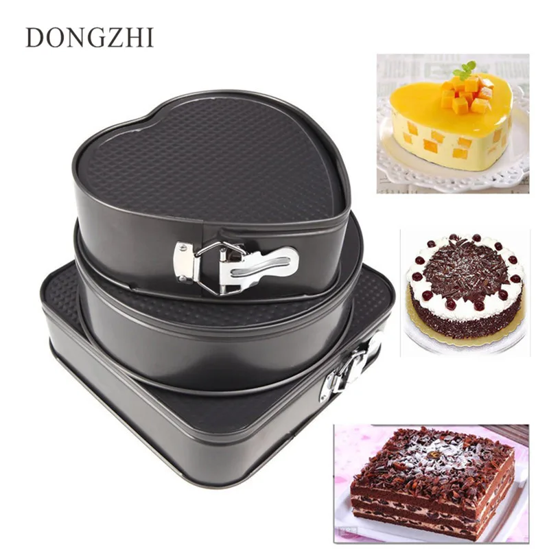 

3pcs Nonstick Springform Pan Heat Leakproof Cake Pan Pie Mold With Removable Smooth Bottom And Quick-Release Latch Baking Tin