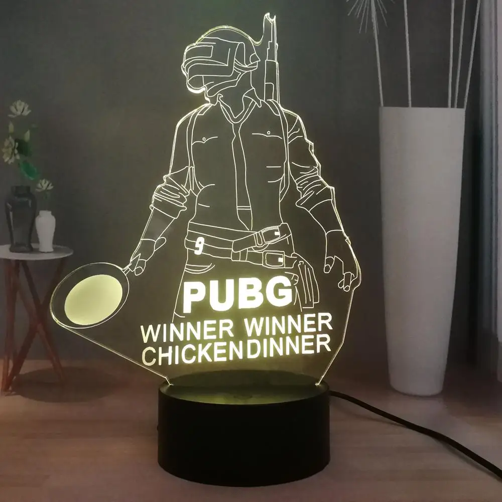 PUGB игровой светодиодный ночник с прикроватной тумбочкой Winner Chicken Dinner USB Touch разноцветные 3D лампы Playerunknown's battlegrounds подарок