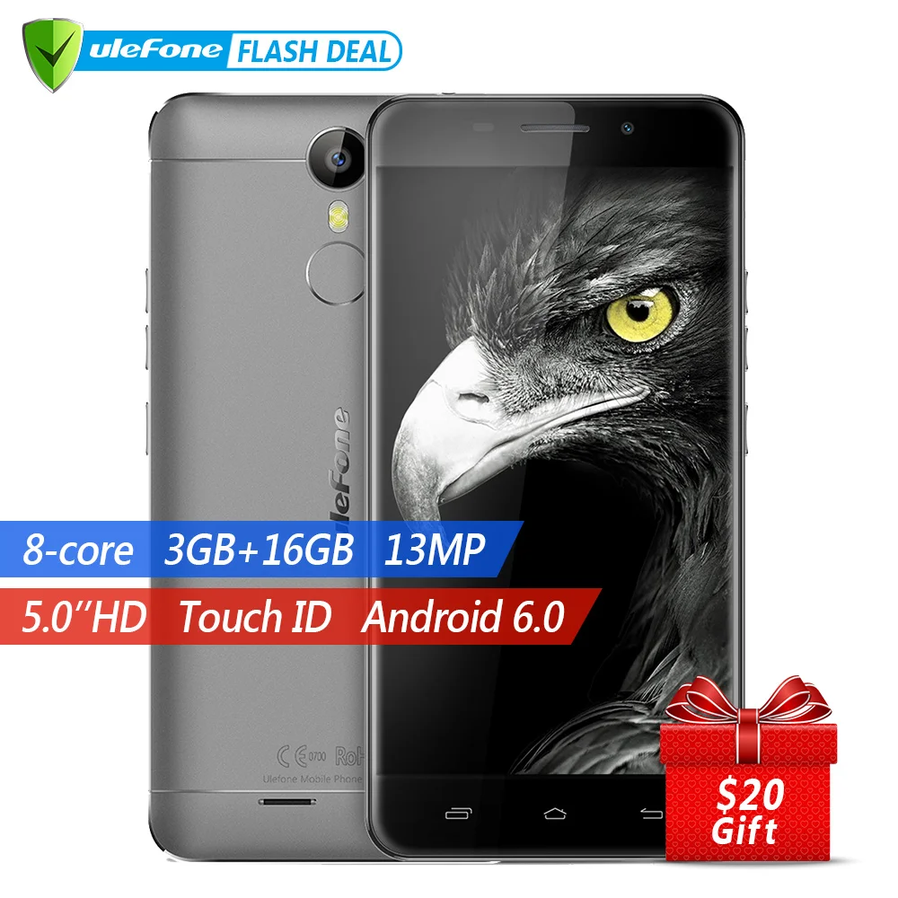 Ulefone Metal Оригинальный телефон Мобильный 5 дюймов HD IPS MTK6753 Octa core Android 6.0 3 ГБ