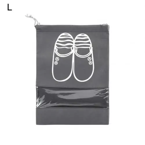Портативный пылезащитный мешок для хранения обуви на шнурке, органайзер, сумка для путешествий, водонепроницаемая сумка для обуви, органайзер, чехол - Цвет: Dark Gray L