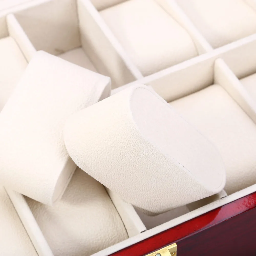 High Quality 12 Slots Elegant Wood Watch Display Case Watches Box Glass Top Jewelry Storage Organizer caixa para relogio 6