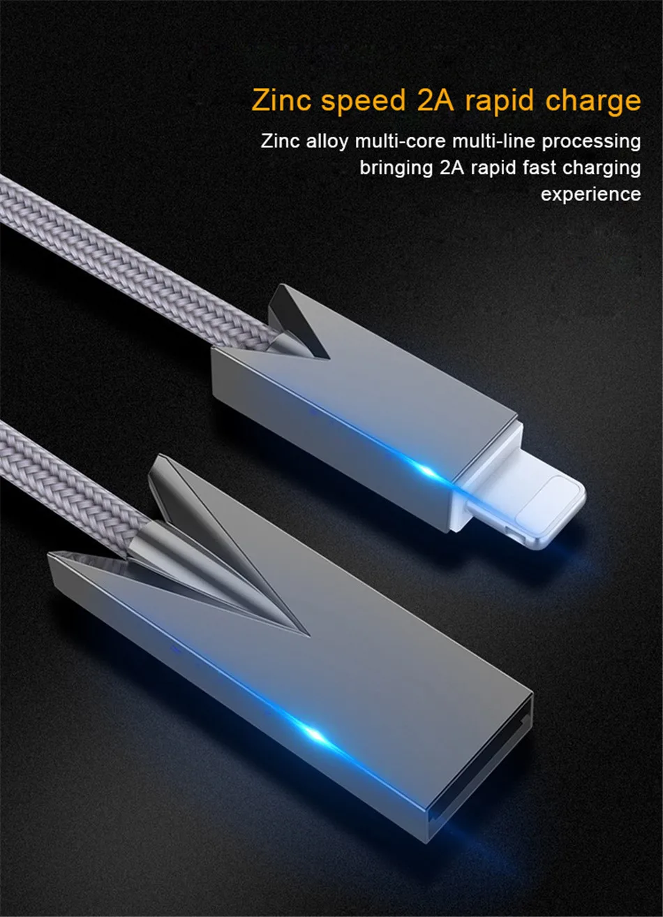 NOHON Fast Charging Cable Lighting Charge Cord For Apple iPhone X 8 7 6 6S Plus XS MAX iOS 9 10 11 Zinc Alloy Phone Charger Line (3)