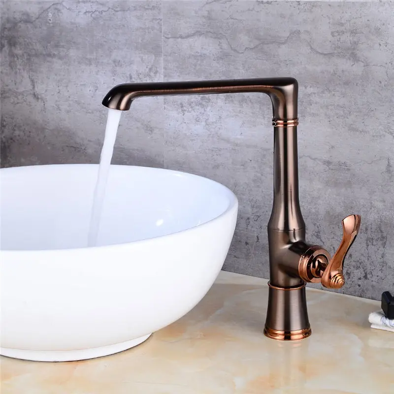 Kitchen Faucet Black Oil Brushed Brass Kitchen Faucet Deck Mounted Single Hangle Sink Mixer Tap Cold Hot kitchen faucet Torneira Kitchen Faucet Black Oil Brushed Brass Kitchen Faucet Deck Mounted Single Hangle Sink Mixer Tap Cold Hot kitchen faucet Torneira
