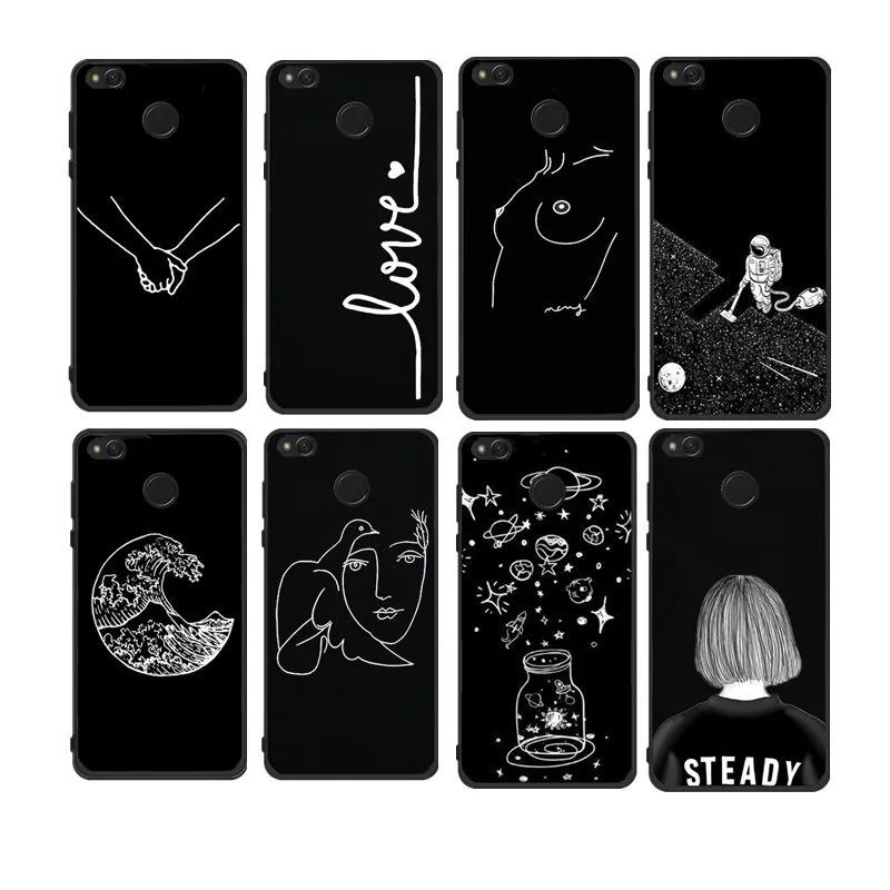 Line Soft Silicone For Xiaomi Redmi 4x Case Cover Painted mote 4 4a 5a Mi A1Case Phone Back Protective Shell |
