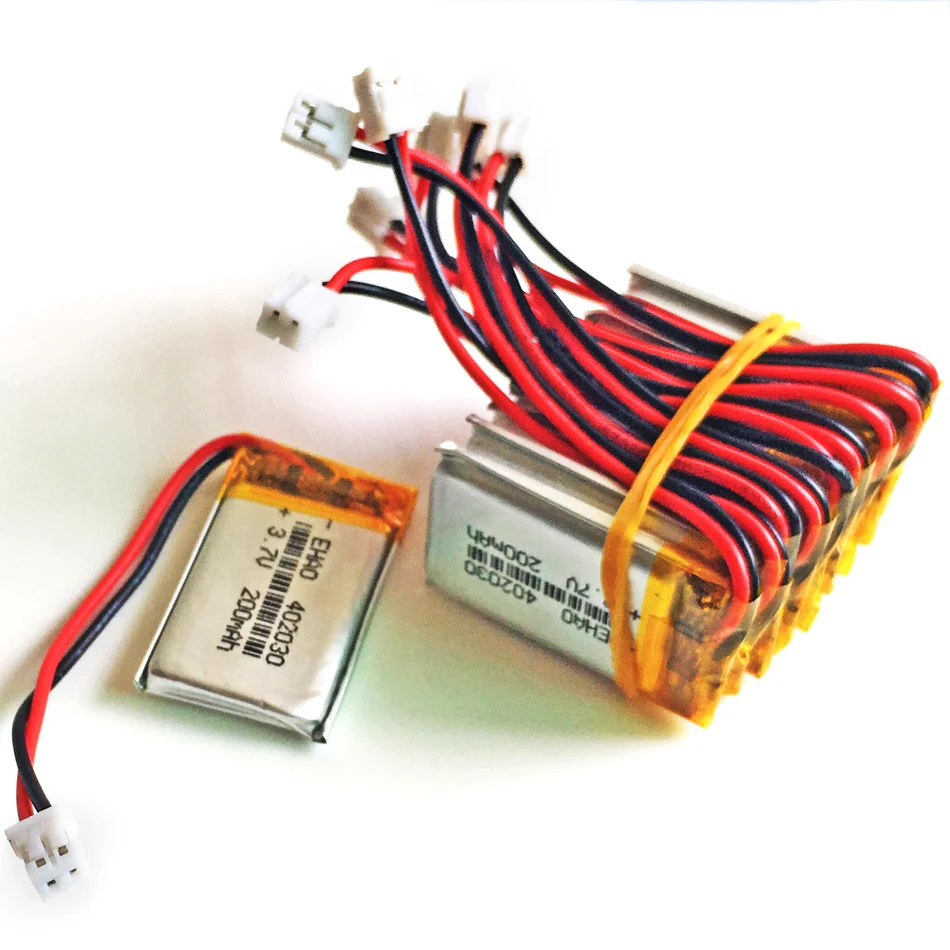 Лот 10 шт 402030 3 7 V 200mAh LiPo литиевая полимерная аккумуляторная батарея с JST PH 2 0 мм 2p
