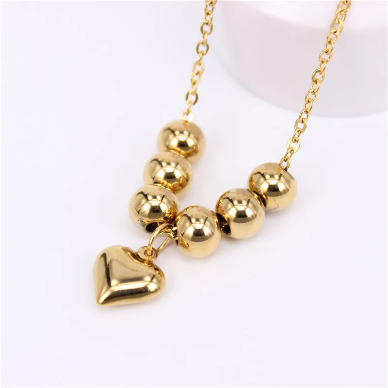 

Bead Necklace Pendant Distribution 50cm chain 9 multicolor options 2018 Summer Fashion Jewelry Stainless steel