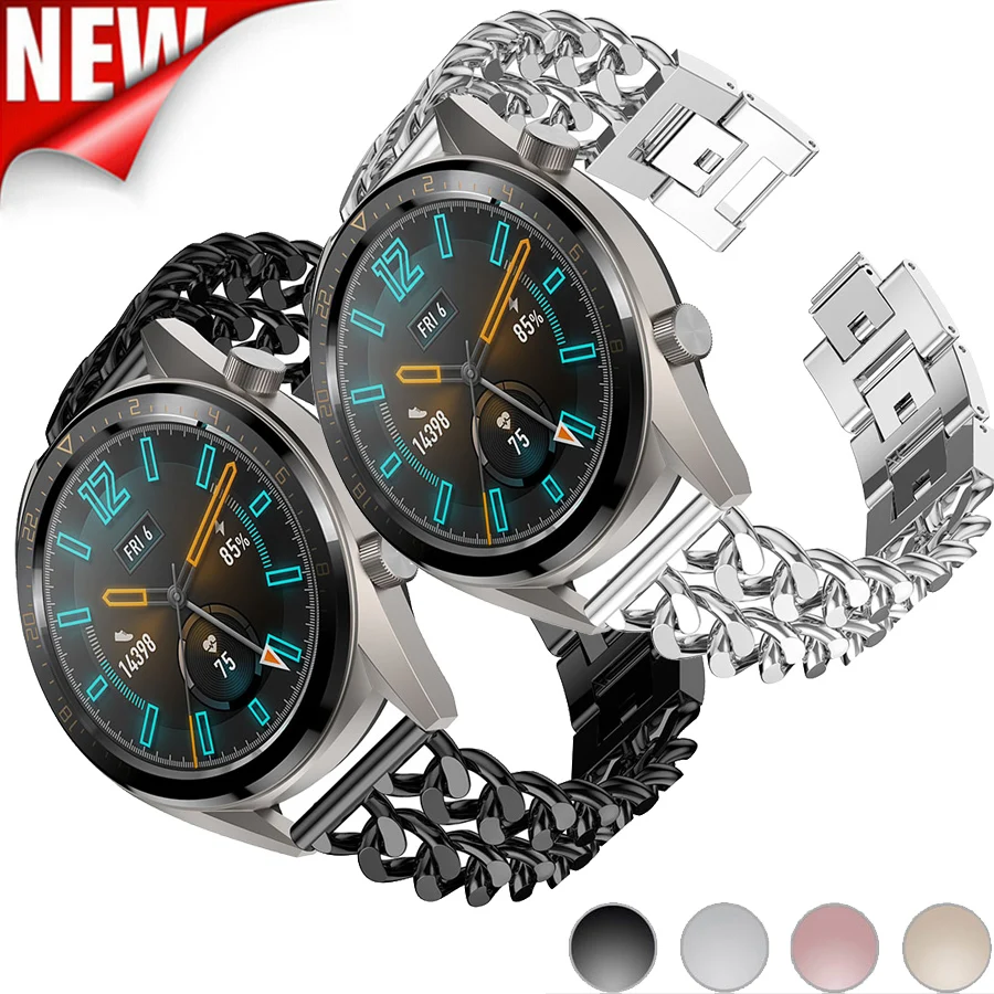 Модная Джинсовая цепочка из нержавеющей стали ремешок для HUAWEI WATCH GT Смарт часы
