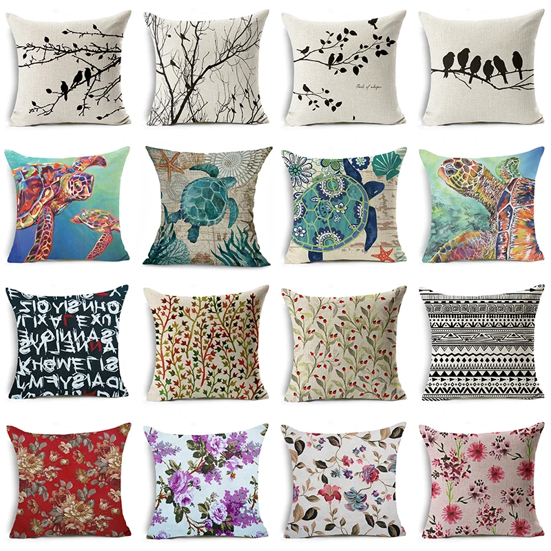 CW/_ Letter Floral Print Square Throw Pillow Case Cushion Cover Sofa Decor Novelt