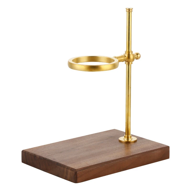 

Pour Over Coffee Dripper Stand Cafe V60 Funnel Cup Holder Adjustable Height Drip Caffe Maker Filter Rack Pure Copper & Wood Base