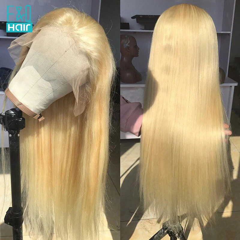 EQ 613 Синтетические волосы на кружеве парики человеческих волос Remy 150% плотность бразильские прямые волосы 13x6 глубокий часть Синтетические волосы на кружеве парики 613 светлые волосы парик