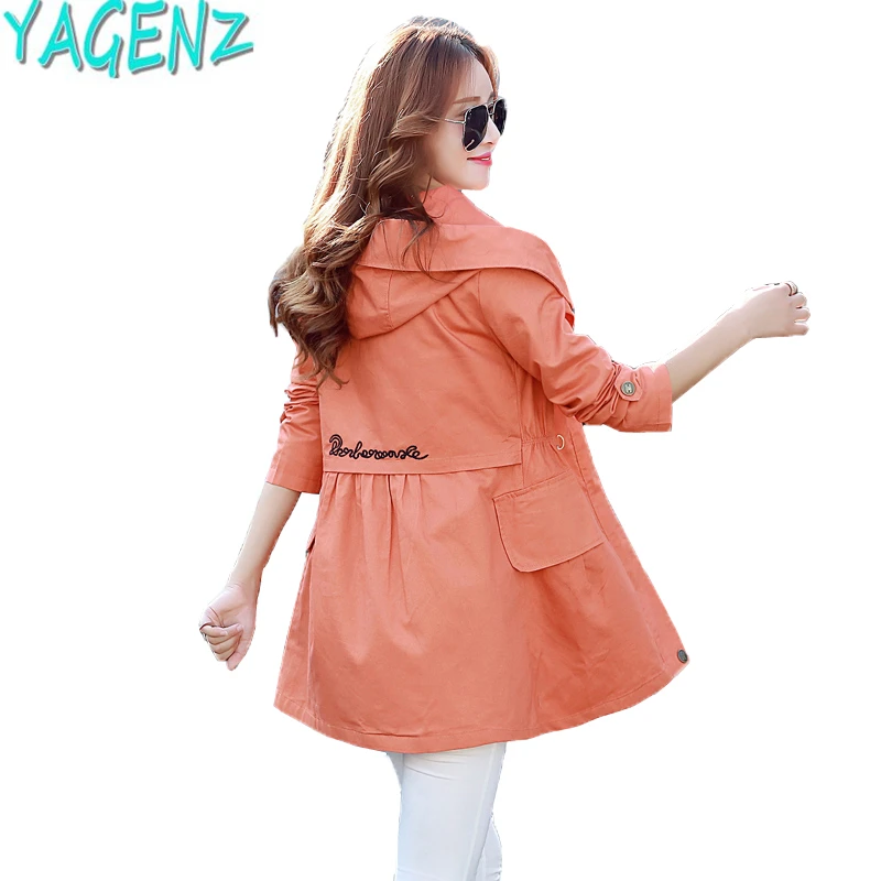 

Autumn Women Trench Coat 2019 Fashion Hooded Windbreaker Female Casual Overcoat Long sleeve Lady Coat Large size Womens Clothing