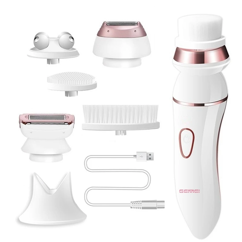 

6in1 kit electric women epilator female shaver leg hair removal bikini trimmer lady shaver body trimmer for women waterproof