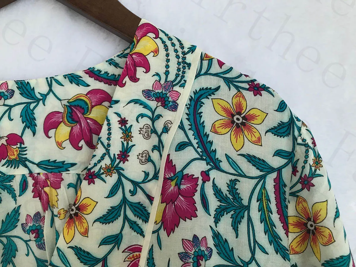 

Women Dress Spring and Summer Long Sleeve Flower Printing Mini Dress