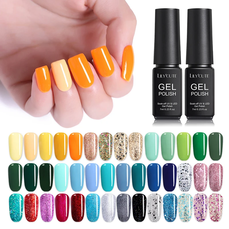 

LILYCUTE Yellow Sunner Color Gel Polish 7ML Semi Permanant UV Hybrid Primer Need lamp for Nails Art Design Nail Gel Varnishes