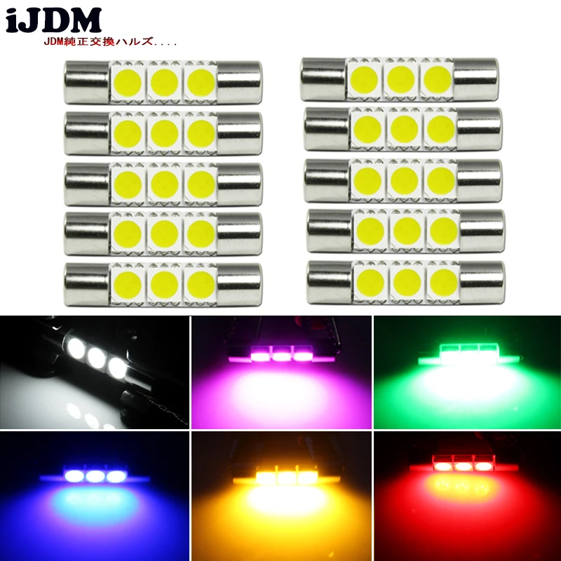 IJDM автомобильное Внутреннее освещение 3-SMD 29 мм 6614 светодиодный Сменные лампы для автомобиля, внедорожника, грузовика, солнцезащитный козырек, зеркальные лампы, белый, красный