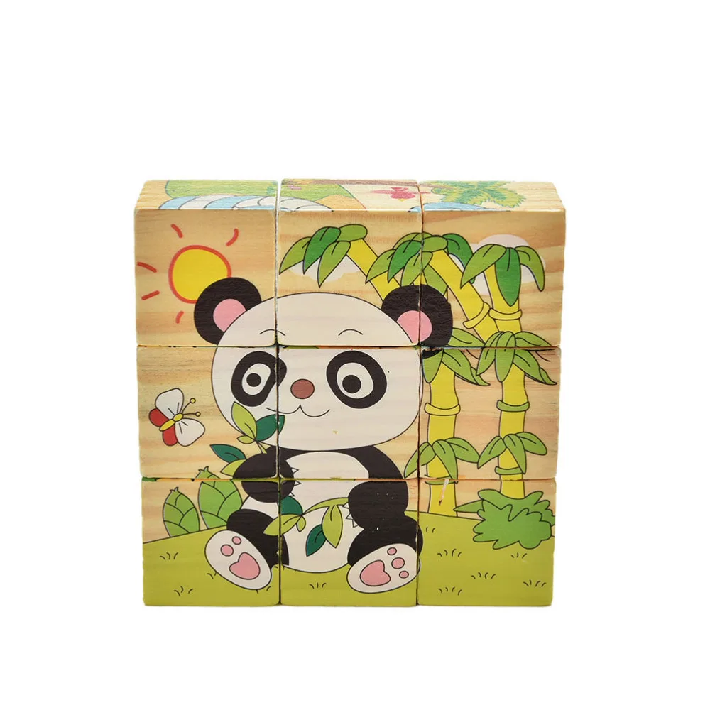 

3D Animal Fruit Wooden Puzzle Six Face Painting Building Child And Baby Toys Early Learning Puzzles Toy For Children
