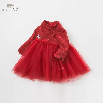 

DBZ8994 dave bella autumn baby princess girls Christmas dresses infant toddler high quality clothes children Chinese style Dress