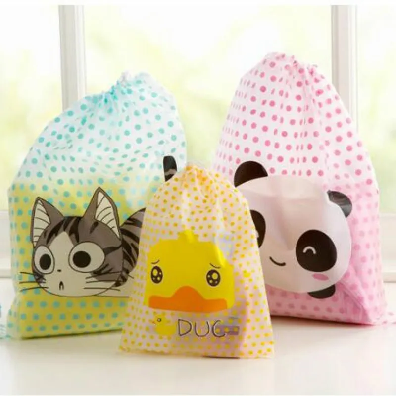 1 قطع لطيف الكرتون للماء pvc الرباط تخزين الأحذية الداخلية أشتات التجميل ماكياج الحقيبة حقيبة سفر الأمتعة المنظم