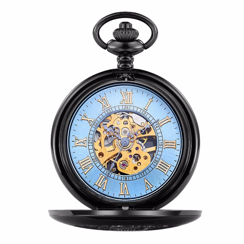 

Pocket Watches Men Vintage Bronze Skeleton Transparent Retro Necklace Pocket & Fob Watch With Chain For Man Gifts 2019