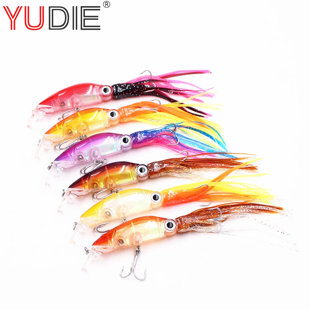 

6Pcs/Lot 6 Color Crank swings Swimming Octopus Squid Bait 17cm 18.5g Artificial hard bait tuna Favorite tools Allure