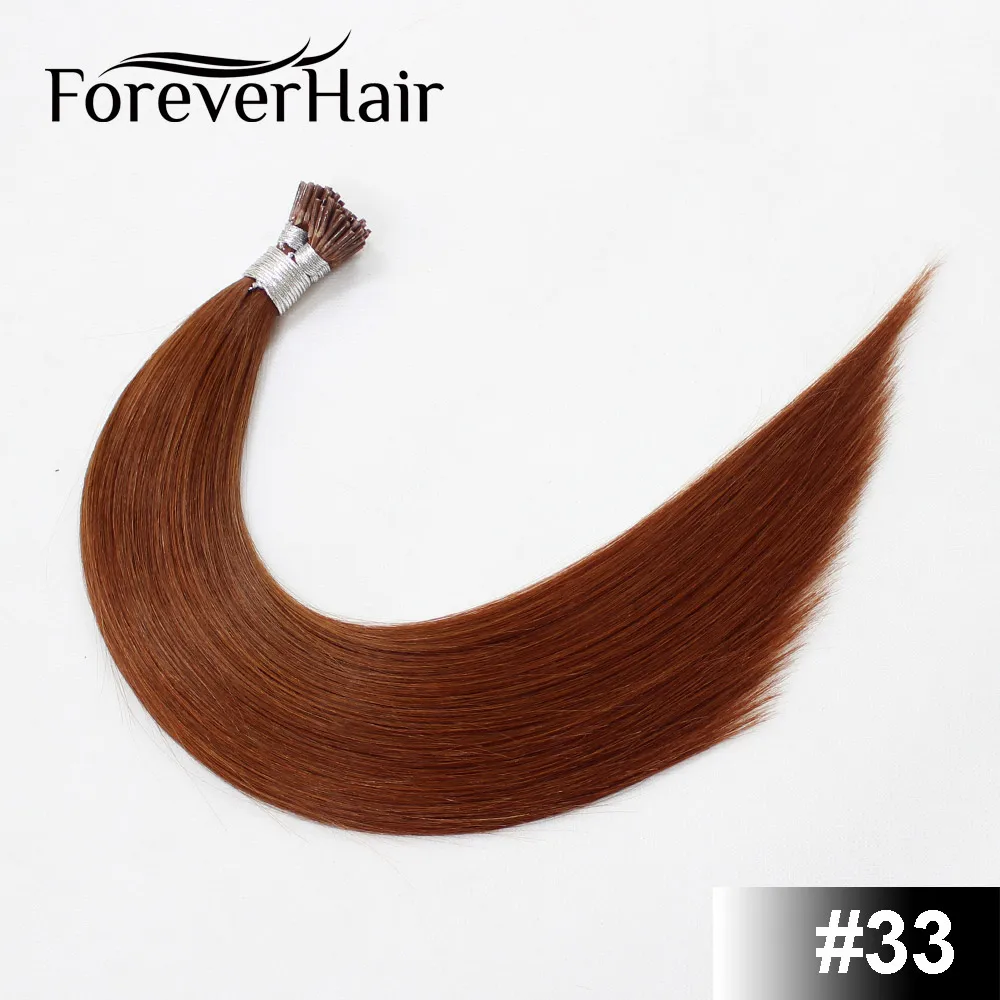 FOREVER HAIR 0,8 г/локон 1" 18" 2" 24" Remy I Tip человеческие волосы для наращивания цвета Fusion европейские человеческие волосы для наращивания кератиновая связь - Цвет: #33