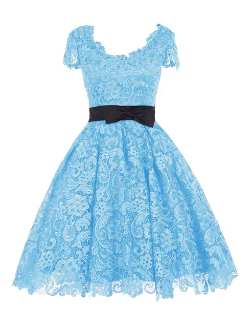 New Style Tea Length Zipper Short Sleeves Royal Blue Light Lace New Style Tea Length Zipper Short Sleeves Royal Blue Light Lace Bridesmaid Dresses Prom Party