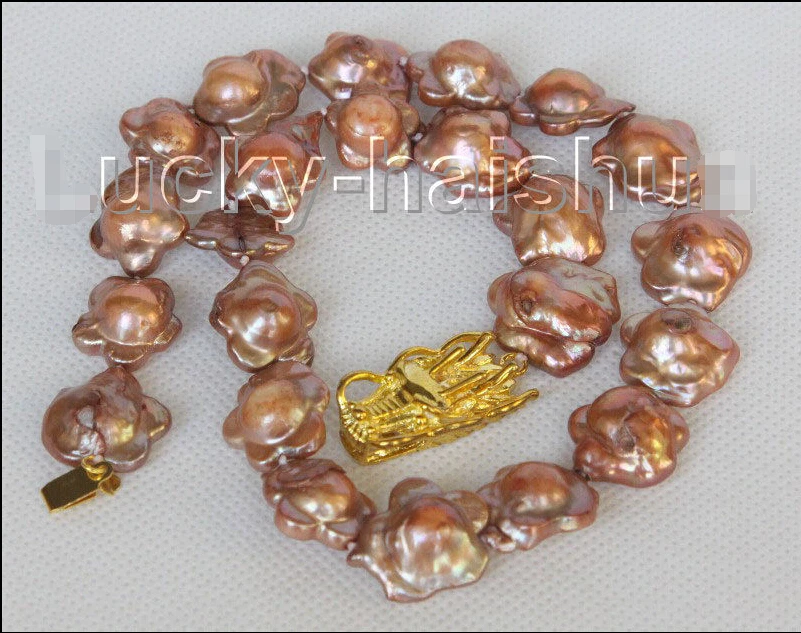 18mmX19mm лампа в стиле барокко Кофе Возрожденный жемчуг Кеши ожерелье Дракон