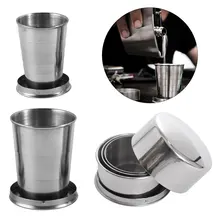 Портативный 60 мл 150 мл 250 мл из нержавеющей стали Кемпинг Мини Складная чашка для путешествий на открытом воздухе разборный складной стакан с брелком