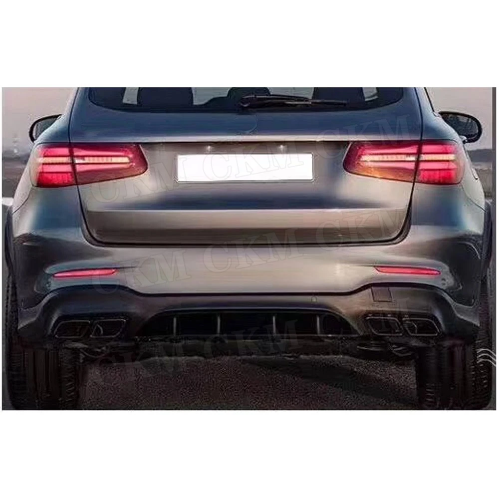 PP Диффузор губа на задний бампер с выхлопными наконечниками для Mercedes Benz GLC X253 Sport
