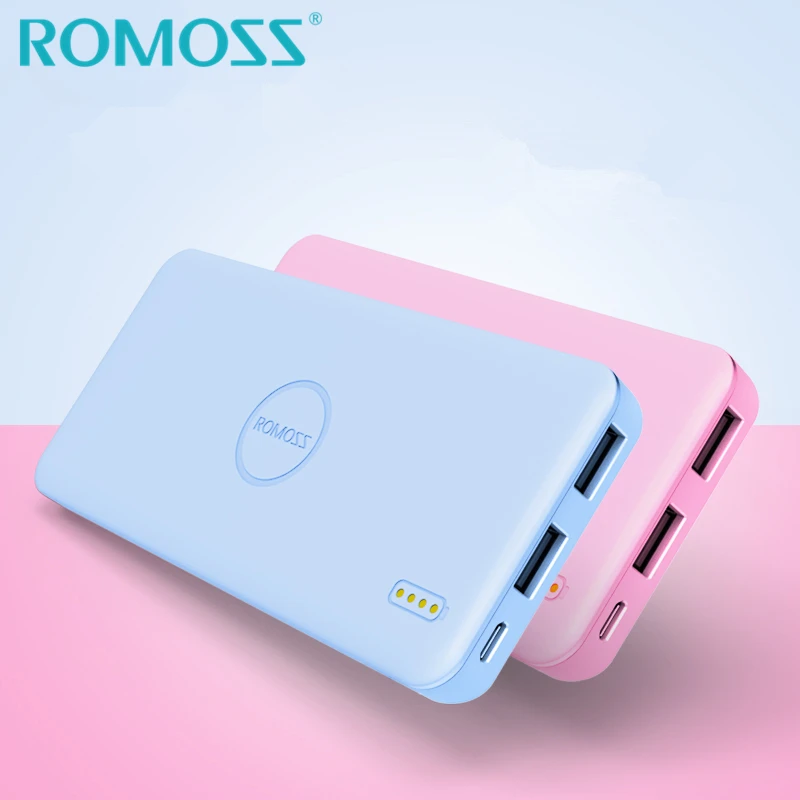 ROMOSS тонкий внешний аккумулятор на 5000 мАч с 2 USB портами|powerbank portable charger|portable chargerslim