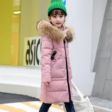 -30 graus roupa de meninas jaqueta engrossada de inverno 2018, roupas com capuz de pele real, casacos para crianças