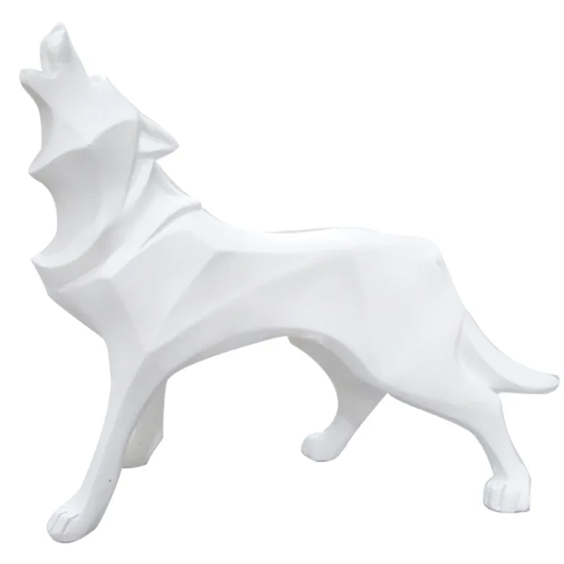 

New-Abstract Totem Wolf Dog Statue Sculpture Geometric Resin Furnishing Home Decoration Accessories Modern Ornament Gifts Craf