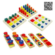 8 шт материалы montessori цилиндр образовательные игрушечные блоки деревянные учебных пособий геометрическая форма Детский обучающий набор комбинаций