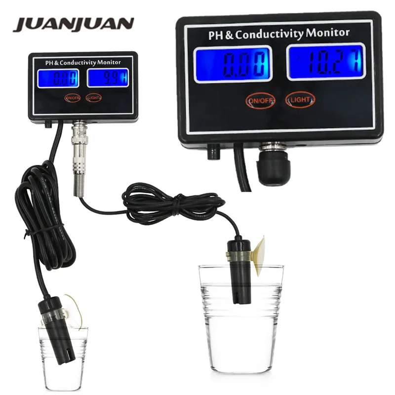 Online PH & EC Conductivity Monitor Meter Tester ATC, Water Quality