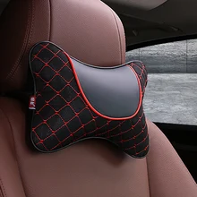 2018 brand new pu leather and fabric car headrest pillow universal comfortable neck pillows fit for most cars quality guarantee