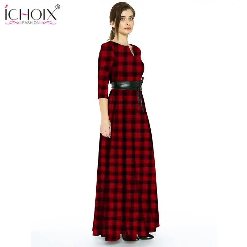 5XL 6XL 2019 Для женщин длинное платье осень Винтаж размера плюс Макси модное красное