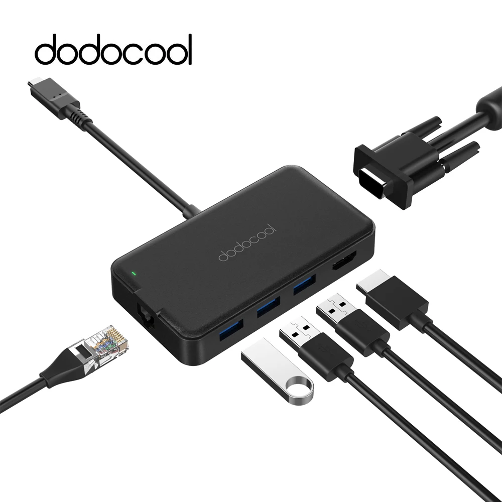 dodocool USB HUB Type C to USB 3.0 HUB HDMI RJ45 Thunderbolt 3 Adapter for MacBook Pro Huawei P20 / P20 Pro Type-C USB C HUB 3.0 dodocool USB HUB Type C to USB 3.0 HUB HDMI RJ45 Thunderbolt 3 Adapter for MacBook Pro Huawei P20 / P20 Pro Type-C USB C HUB 3.0