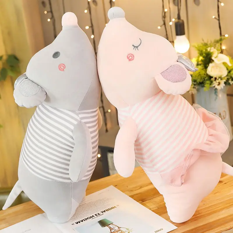 candice guo! cute plush toy lovely cartoon crown stripe mouse dress rat soft doll papa cushion sleeping pillow birthday gift 1pc